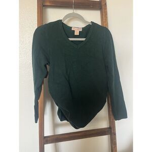 Emma's Expressions Maternity Dark Green V-Neck Sweater Long Sleeve Size M